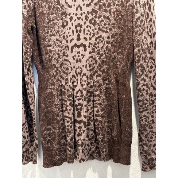 John & Jenn Cardigan Women’s Size Large Leopard Print One Button Cashmere Blend - Picture 3 of 9
